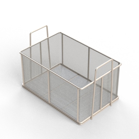 Anysizebasket Rectangular Wire Mesh Basket: 18Lx12Wx9H, 304 SS, 5/16 Rod Frame, Stacking Handles, Mesh: 4 x .063 TMT-180120090-A04S